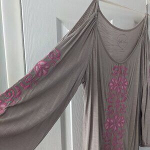 Cold Shoulder long sleeve with pink embroidery from Macy's